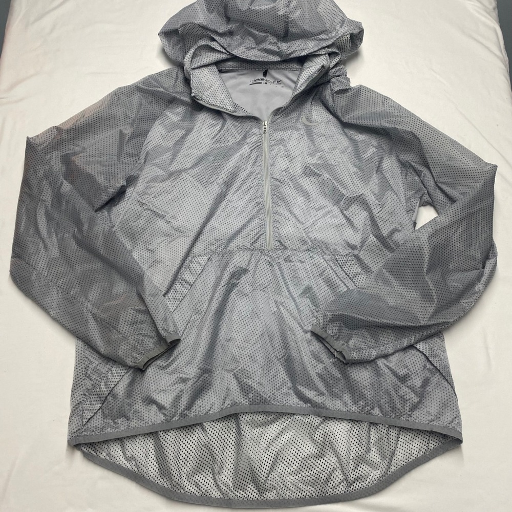 Nike Golf Hyperadapt Mens XL Gray Dotted Half Zip Windbreaker Hooded Jacket